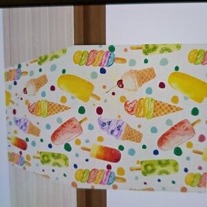 Colorful Ice Cream Print Fabric Summer Table Runner 13x72 Inches